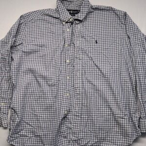 Ralph Lauren Shirt Mens XL Check Blue Pony Blake Cotton Button